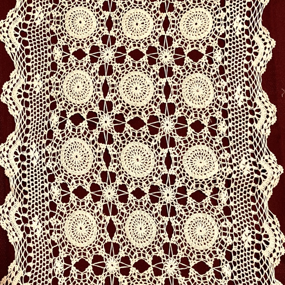 💝Vintage Hand-Crochet Table Runner from Poland Crochet Lace Tablecloth R…